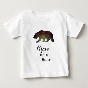 T-shirt Pour Bébé Courageux comme un Ours Typographie Aquarelle