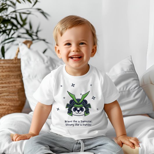 T-shirt Pour Bébé Courageux comme un samouraï fort comme un panda