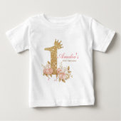 T-shirt Pour Bébé Couronne d'or rose Princesse Premier Anniversaire (Devant)