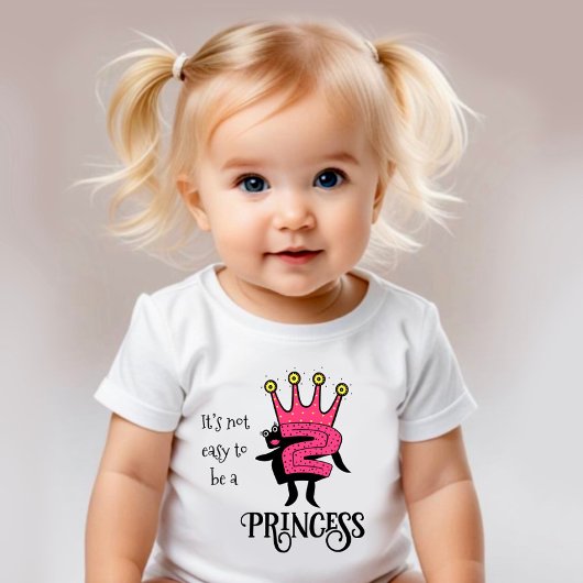 T-shirt Pour Bébé Couronne rose avec le numéro deux