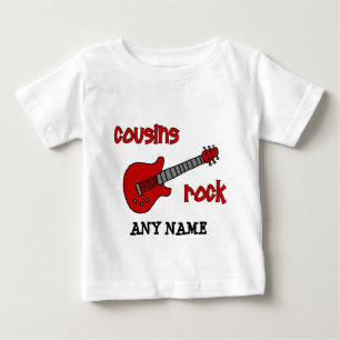 T-shirt Pour Bébé Cousins Rock ! avec la guitare rouge