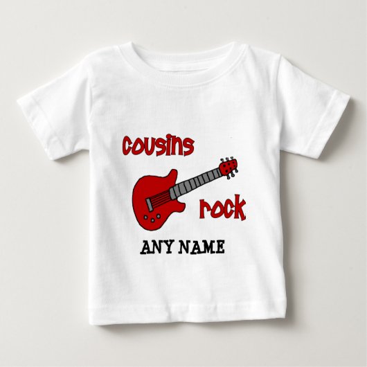 T-shirt Pour Bébé Cousins Rock ! avec la guitare rouge (Devant)