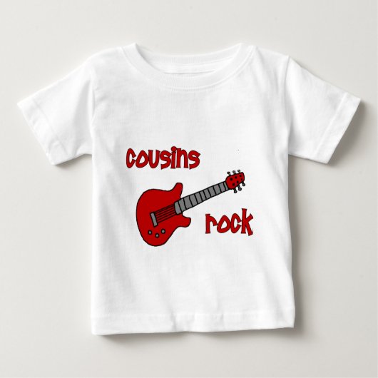 T-shirt Pour Bébé Cousins Rock ! avec la guitare rouge (Devant)