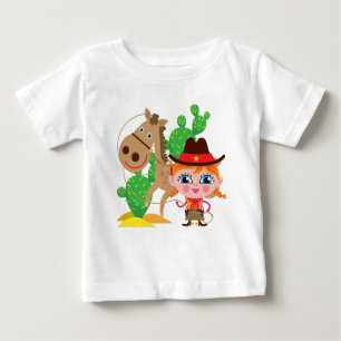 T-shirt Pour Bébé Cow-girl et cheval