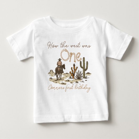 T-shirt Pour Bébé Cowboy Marron Rustique Comment l'Ouest a été un 1e (Devant)