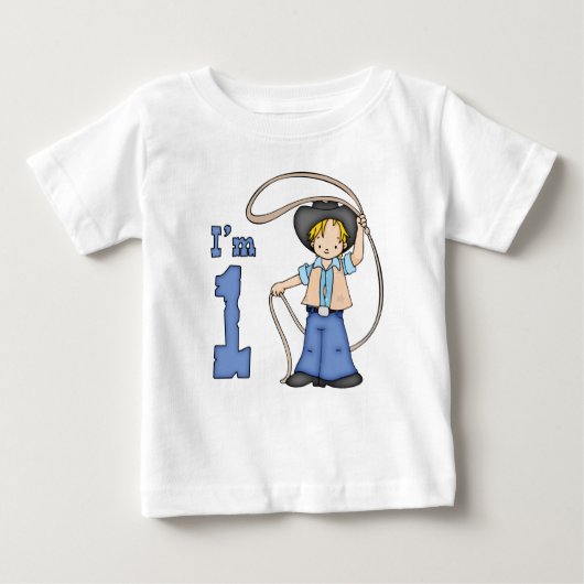 T-shirt Pour Bébé Cowboy Roper 1er anniversaire (Devant)