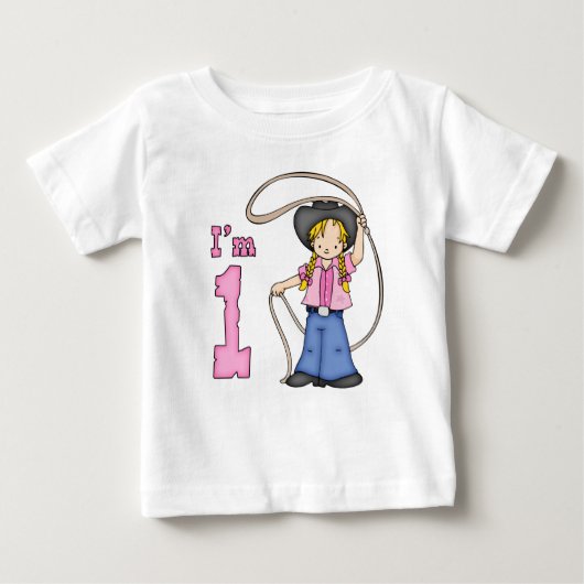 T-shirt Pour Bébé Cowgirl Roper 1er anniversaire (Devant)