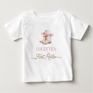 T-shirt Pour Bébé Cowgirl Rose Poussiéreux Premier Rodéo 1er Anniver