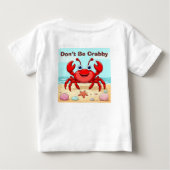 T-shirt Pour Bébé Crabe de Dessin Animé Rouge Joyeux Coquillage Mign (Dos)