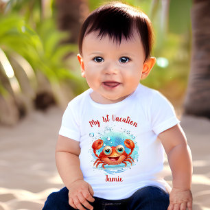 T-shirt Pour Bébé Crabe mignon Vacances estivales Nom du crabe