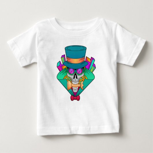 T-shirt Pour Bébé Crâne aux échecs avec pièce d'échecs Rook (Devant)
