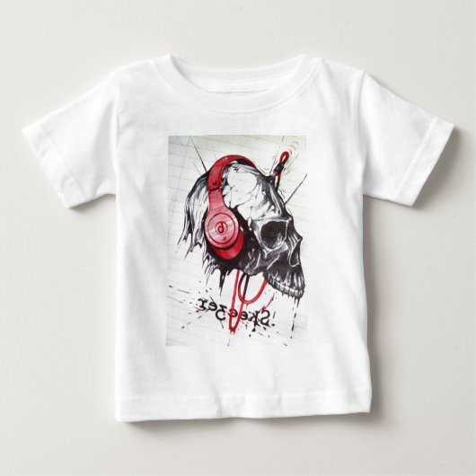 T-shirt Pour Bébé Crâne avec conception casque (Devant)