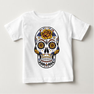 T-shirt Pour Bébé Crâne de sucre Rose Jaune