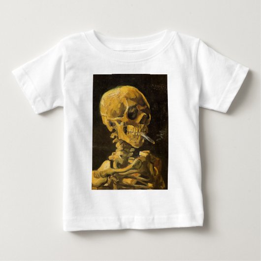 T-shirt Pour Bébé Crâne de Van Gogh avec la cigarette brûlante (Devant)