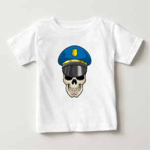 T-shirt Pour Bébé Crâne en tant qu'officier de police avec casquette
