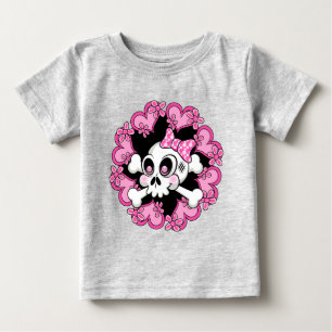 T-shirt Pour Bébé Crâne mignon et coeurs
