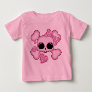 T-shirt Pour Bébé Crâne rose mou