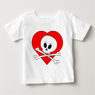 T-shirt Pour Bébé Crâne rouge coeur