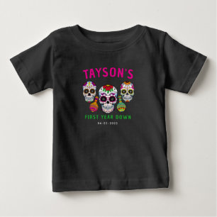 T-shirt Pour Bébé Crânes de sucre Jour 1er anniversaire fête colorée