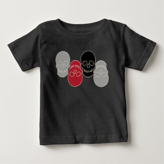 T-shirt Pour Bébé Crânes - Gris fantôme et Blanc osseux (Devant)