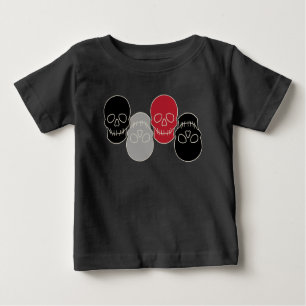 T-shirt Pour Bébé Crânes - Noir de chauve-souris et Blanc d'os