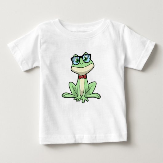 T-shirt Pour Bébé Cravate de lunettes pour étudiants Nerd grenouille (Devant)