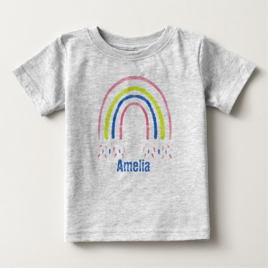 T-shirt Pour Bébé Crayon Rainbow Confetti Personnalisé (Devant)