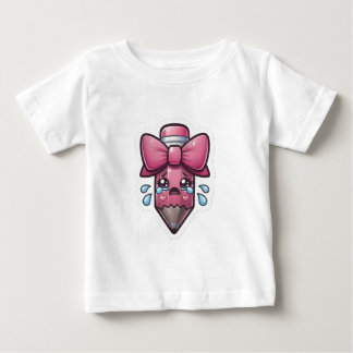 T-shirt Pour Bébé Crayon Triste Mignon avec Autocollant Découpé en F