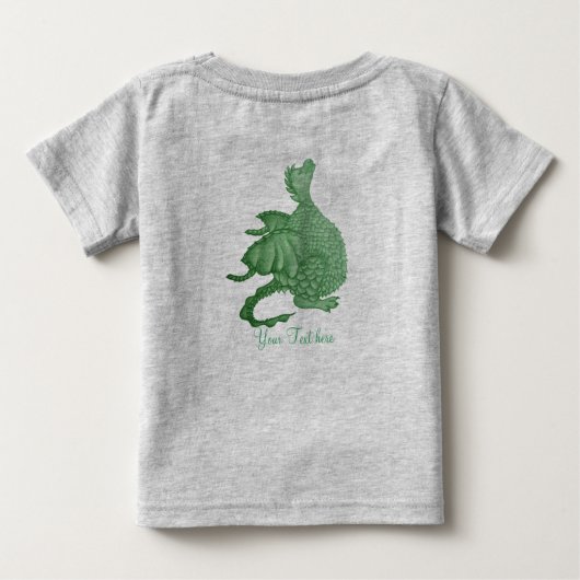 T-shirt Pour Bébé créature imaginaire mythique dragon vert mignon (Dos)