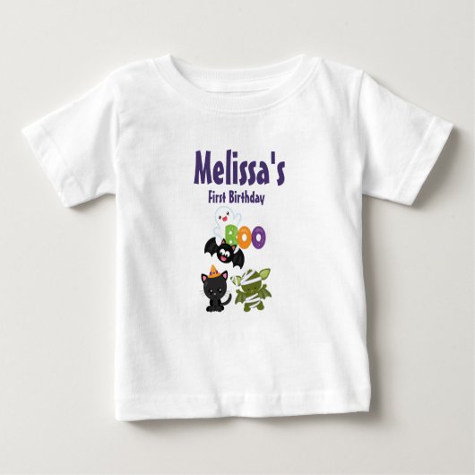T-shirt Pour Bébé Créatures d'Halloween mignon Premier anniversaire (Devant)