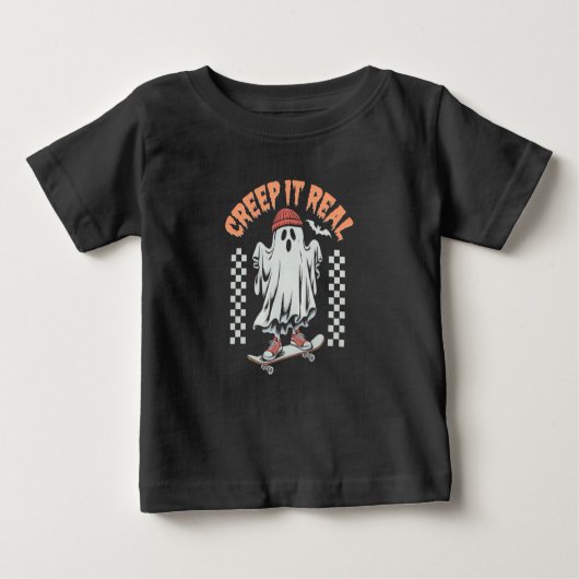 T-shirt Pour Bébé Creep It Real Retro Halloween patinage fantôme (Devant)