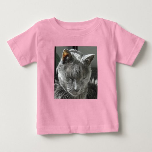 T-shirt Pour Bébé Creeper bébé chat gris Onsie (Devant)