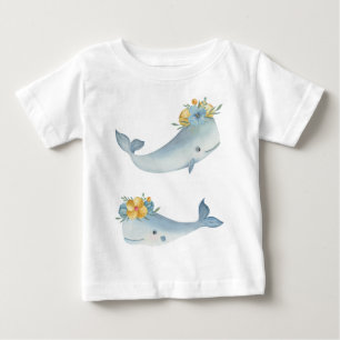 T-shirt Pour Bébé Créez vos propres belles baleines et fleurs