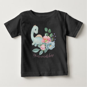 T-shirt Pour Bébé Créez Votre Propre Dinosaure Fille et Roses Jolis