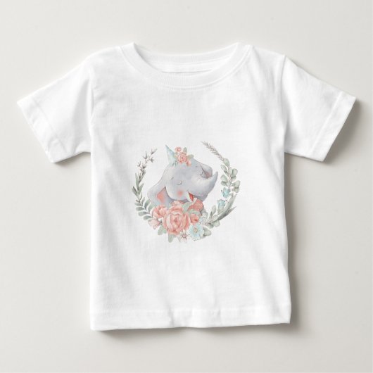 T-shirt Pour Bébé Créez Votre Propre Éléphant Mignon Fille d'Anniver (Devant)