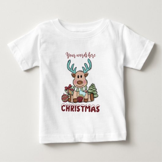 T-shirt Pour Bébé Créez votre propre Noël de renne mignon (Devant)