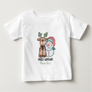 T-shirt Pour Bébé Créez votre propre renne et bonhomme de neige Bonj