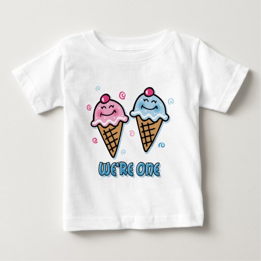 T-shirt Pour Bébé Crème glacée Nous sommes un garçon et une fille (Devant)