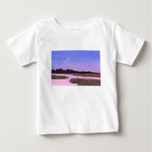 T-shirt Pour Bébé Crescent Moon & Heron Twilight Marsh
