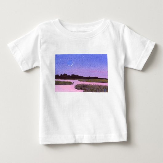 T-shirt Pour Bébé Crescent Moon & Heron Twilight Marsh (Devant)