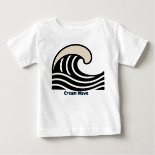 T-shirt Pour Bébé Crête de vague crème sur fond noir – Art linéaire