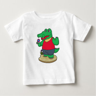 T-shirt Pour Bébé Crocodile aux fleurs