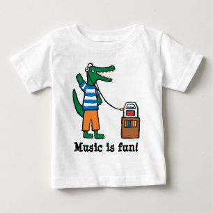 T-shirt Pour Bébé Crocodile cool écoute de la musique