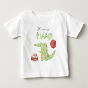T-shirt Pour Bébé Crocodile d'aquarelle 2e anniversaire
