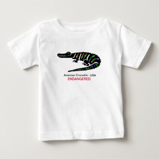 T-shirt Pour Bébé Crocodile mignon -Graphique animal en voie de disp (Devant)