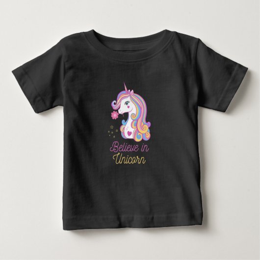 T-shirt Pour Bébé Croire En La Magie Unicorne (Devant)