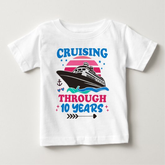 T-shirt Pour Bébé Croisière Sur 10 Ans Mariage (Devant)