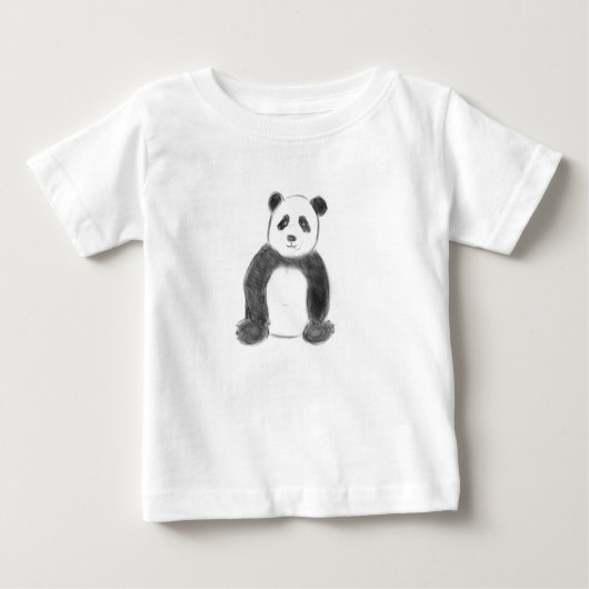 T-shirt Pour Bébé Croquis de panda en noir et blanc (Devant)