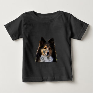 T-shirt Pour Bébé Croquis de peinture Sheltie Dog