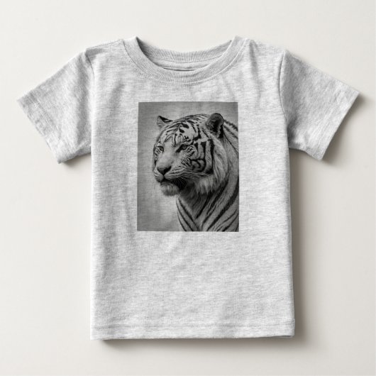 T-shirt Pour Bébé Croquis d'un tigre noir et blanc (Devant)